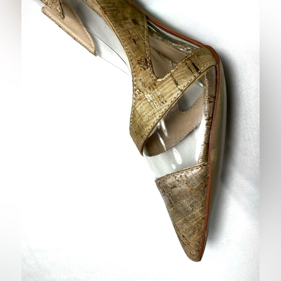 FSJ Nude Transparent Bridal Pointed 
Toe Chunky Block Heel Crystal
Pumps - Picture 8 of 15